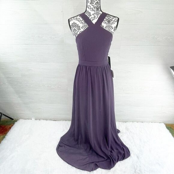 Lulu’s Air Of Romance Dusty Purple Halter Neckline Maxi Dress - Picture 3 of 9